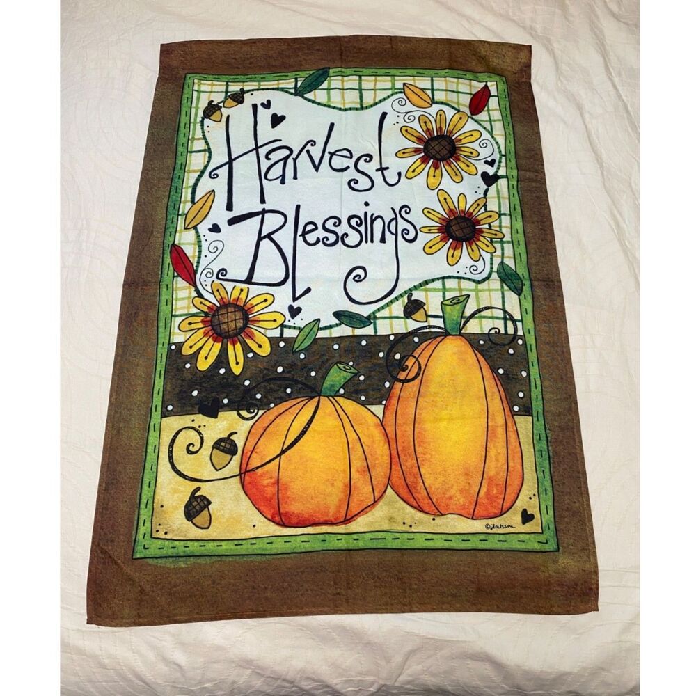 Rain or Shine Harvest Blessings Garden Welcome Flag 28x40 Autumn Pumpkins Flower